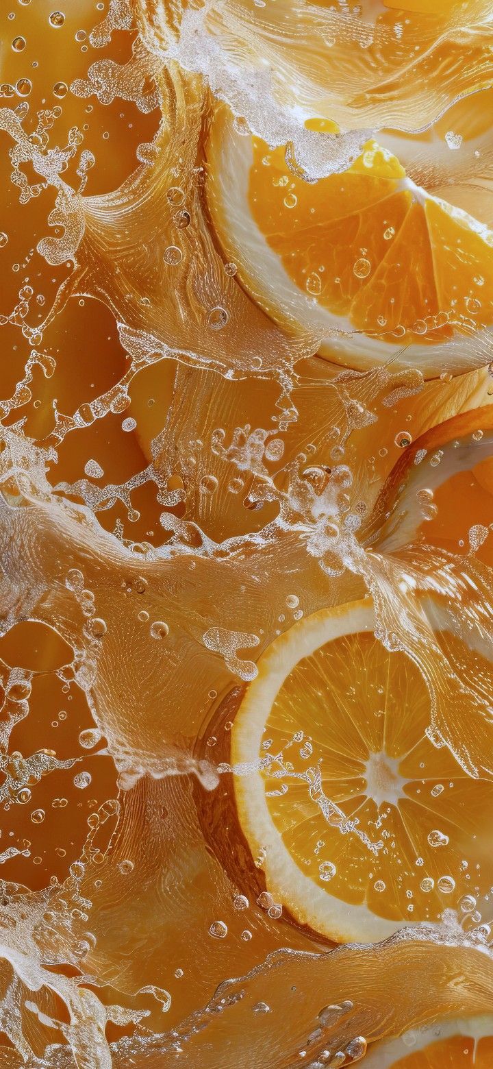 oranges and lemon slices are being washed in water