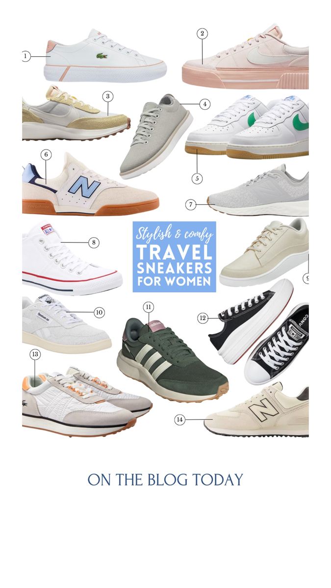 Best sneakers for women over 40 with New Balance, Adidas, Nike, Reebok, Allbirds, Lacoste lifestyle sneakers Adidas Lifestyle Shoes, Trendy Walking Shoes, Best Sneakers For Walking All Day, Womens Reebok Shoes, Tennis Shoes For Women Over 50, Classic Reebok Shoes Outfit Women, Nike Lifestyle Shoes Women, Retro Sneakers Outfit Women, Best Travel Sneakers Women