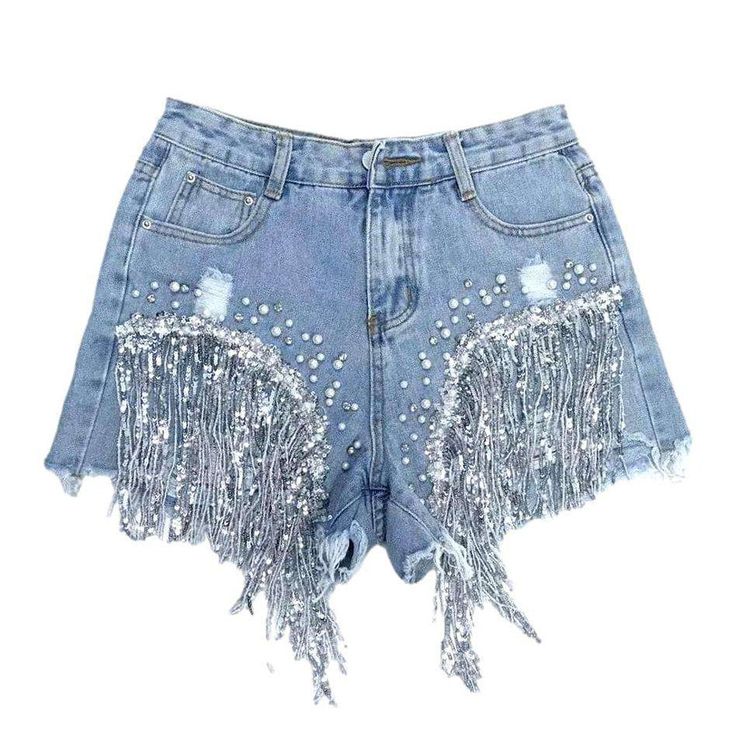 Welcome to the 2023 Summer Collection and our must-have diamond fringe leg denim shorts, a y2k style designed for the modern fashionista!Why You'll Fall In LoveThese high-waist, straight-fit shorts embody the spirit of the millennium's legendary fashion sense. Their sanded finish and intricate diamond fringe leg design promise to transform your look into a timeless masterpiece.Unmissable Highlights: Y2K Inspired: Step back in time with these shorts, a symbol of youthful exuberance and chic sophi Highlights Y2k, Denim Clothes, Denim Pattern, Contemporary Clothing, Y2k Denim, Current Fashion, Embellished Denim, Jeans For Short Women, Denim Style