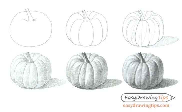 four different types of pumpkins are shown in this drawing class video lesson for kids