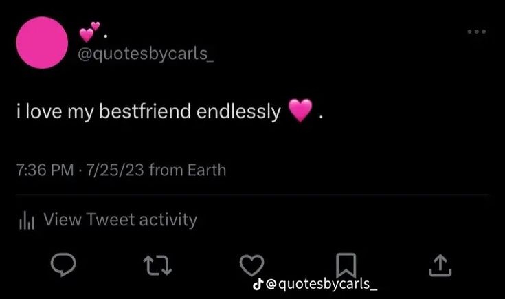 the tweet is being posted to someone on their cell phone, and it says i love my best friend endlessly