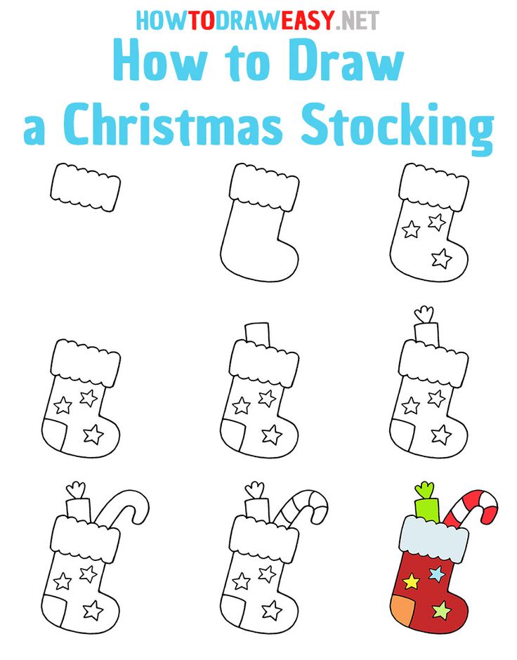 how to draw a christmas stocking step by step with pictures and instructions for kids