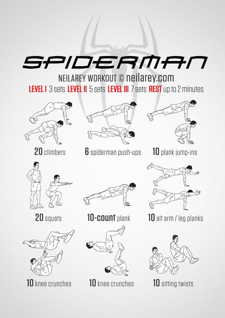 the spiderman workout poster shows how to do an overhead push up with one hand