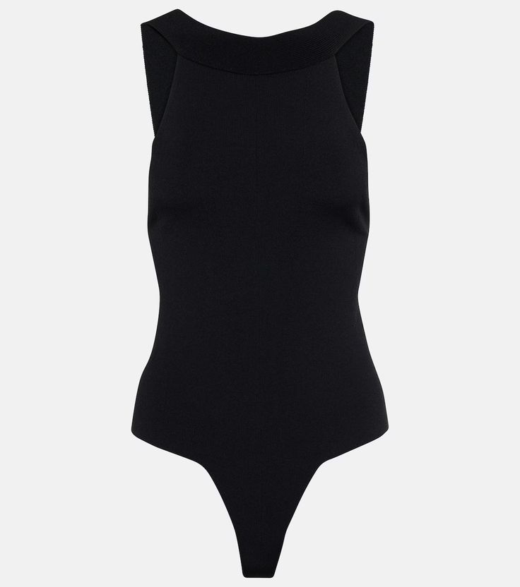 Campagna jersey bodysuit in black - Khaite | Mytheresa High Stretch Seamless Bodysuit, Seamless High Stretch Elastane Bodysuit, High Stretch Elastane Bodysuit, Stretch Seamless Elastane Leotard, Seamless Stretch Elastane Bodysuit, Sleek Second-skin Bodysuit For Workwear, Sleek Second-skin Bodysuit For Work, Chic Seamless Elastane Leotard, Fitted Seamless Elastane Leotard