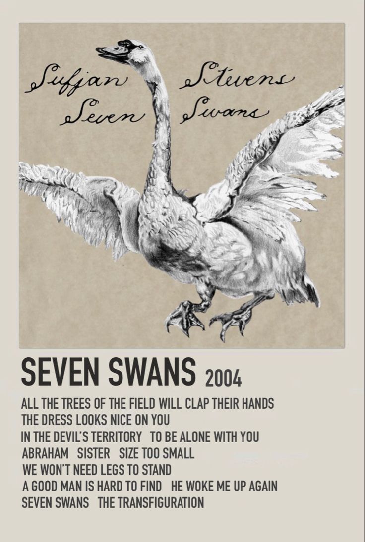 an advertisement for seven swans in the early 1900's, featuring two geese with their wings spread out