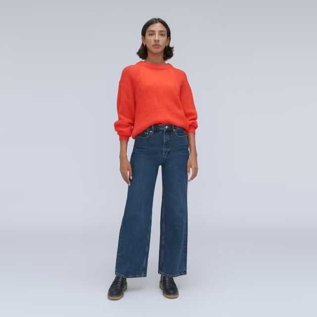 The Way-High Sailor Jean Deep Blue – Everlane Sailor Jeans, Sailor Jean, Wide Leg Jeans Cropped, Cropped Denim Pants, Olive Green Pants, Flare Denim Jeans, Wide Leg Cropped Pants, Wide Leg Denim, Washed Jeans