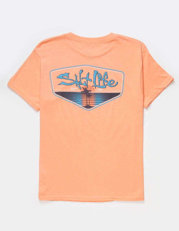 Salt Life Private Island Tee. Text Screened On Left Chest. Large Graphic On Back. Crew Neck. Short Sleeve. 100% Cotton. Machine Wash. Imported. | Salt Life Private Island Boys Tee Vine Yard, Island Boys, Flannel Sweatshirt, Graphic Trends, Salt Life, Private Island, Boy Tees, Top Graphic Tees, Sweaters And Jeans