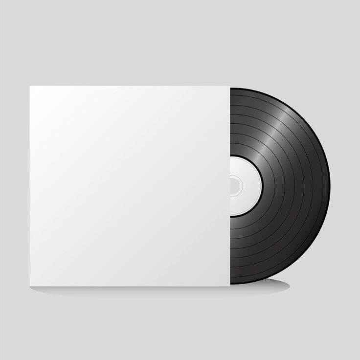 a black and white vinyl record on a gray background with space for text or image