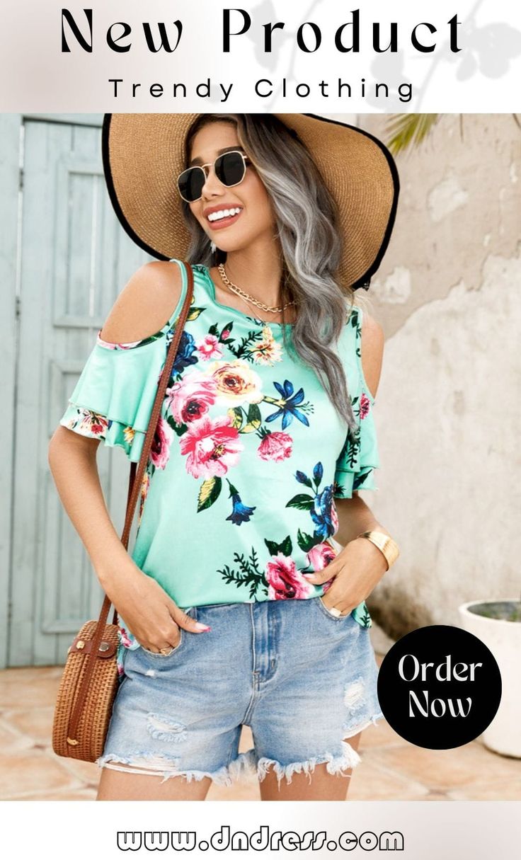 Floral Cold-shoulder Short Sleeve Top Short Sleeve Top, Cold Shoulder, Short Sleeves Tops, Sleeve Top, Free Shipping, Floral