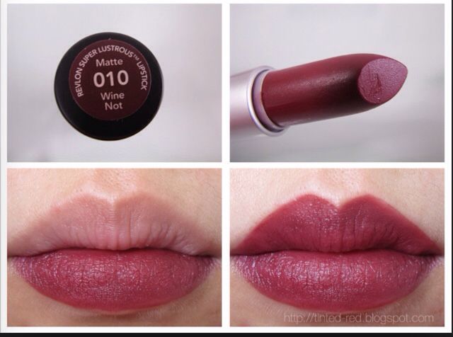 Dream shade Revlon Wine With Everything Lipstick, Reckon Lipstick, Wine Color Lipstick, Revlon Lipstick Shades, Winter Lipstick Colors, Revlon Matte Lipstick, Revlon Lip Butter, Revlon Matte, Mac Lipstick Swatches