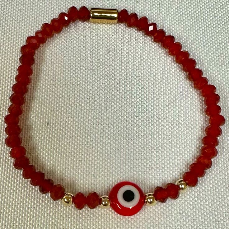 Red Agate Evil Eye Elastic Bracelet Brand New With Gift Box Adult Size Custom Sizes Available Fits Wrist Sizes 6-9 Water Safe Color Wont Change Red Evil Eye Bracelet, Gold Knot Bracelet, Red Evil Eye, Charm Bracelet Watch, 18k Gold Bangle, Multi Gemstone Bracelet, Green Beaded Bracelets, David Yurman Bracelet, Silver Plated Bracelet