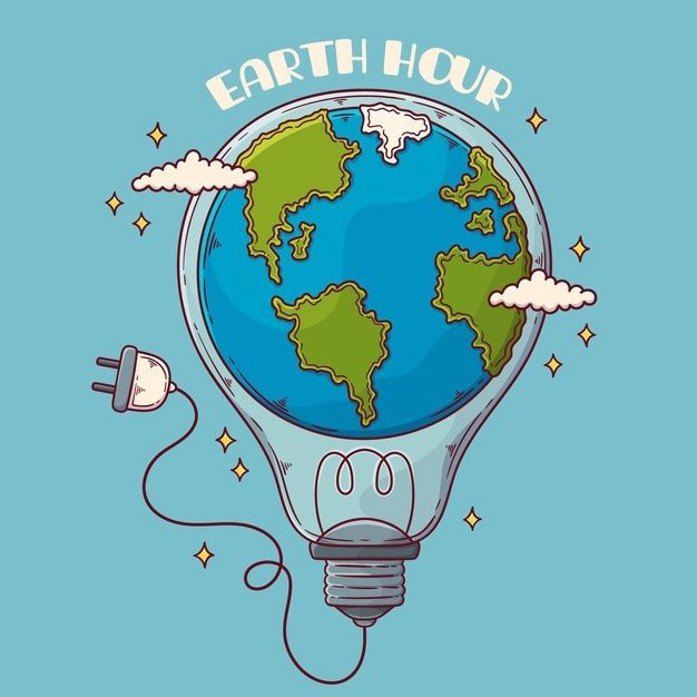 an electric light bulb with the earth in it's center and clouds around it