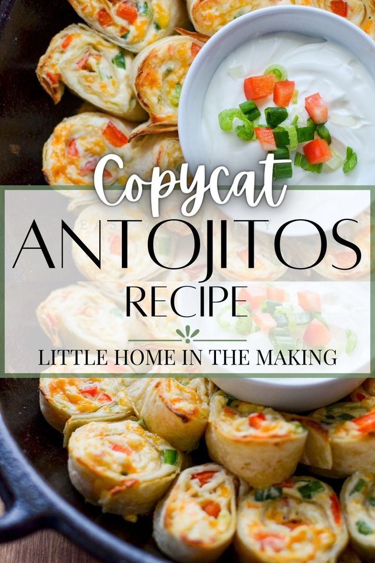 an image of some food in a pan with the words copycat antolitos recipe