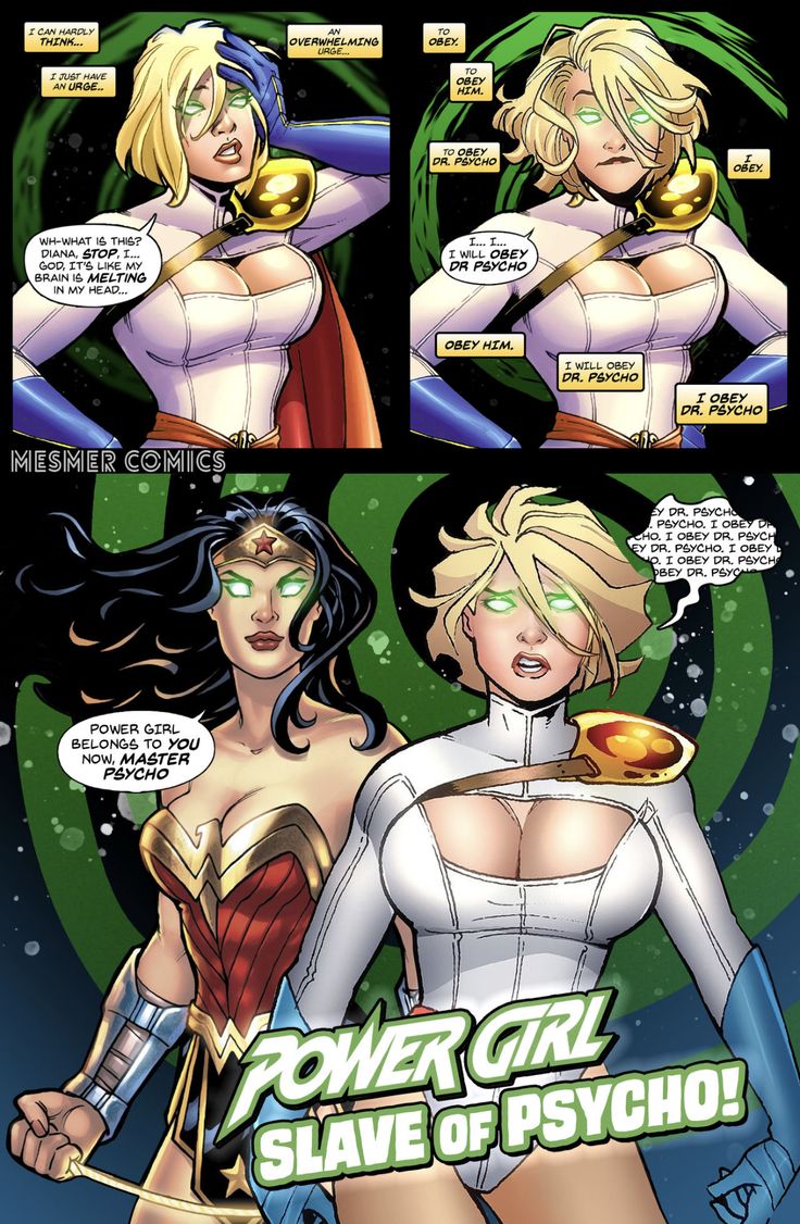 the comic page for power girl slave of psychic