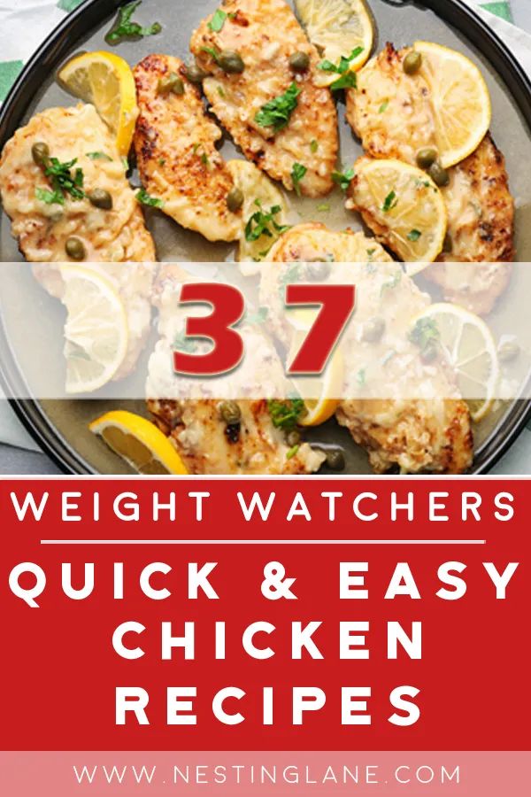 chicken and lemons on a plate with the words 37 weight watchers quick & easy chicken