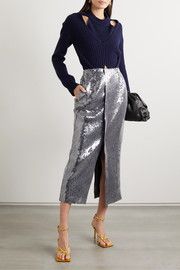 Rosetta Getty | Draped stretch-jersey midi skirt | NET-A-PORTER.COM Bottega Veneta Earrings, Bottega Veneta Sandals, Bottega Veneta Clutch, French Fashion Designers, Slouchy Sweater, Leather Midi Skirt, Beach Wear Dresses, Roland Mouret, Active Wear Outfits