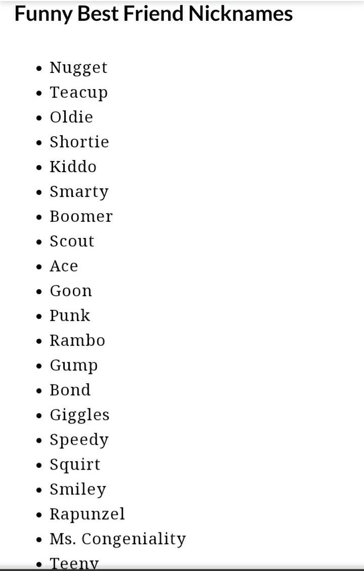 a list of funny best friend nicknames on the app store's website