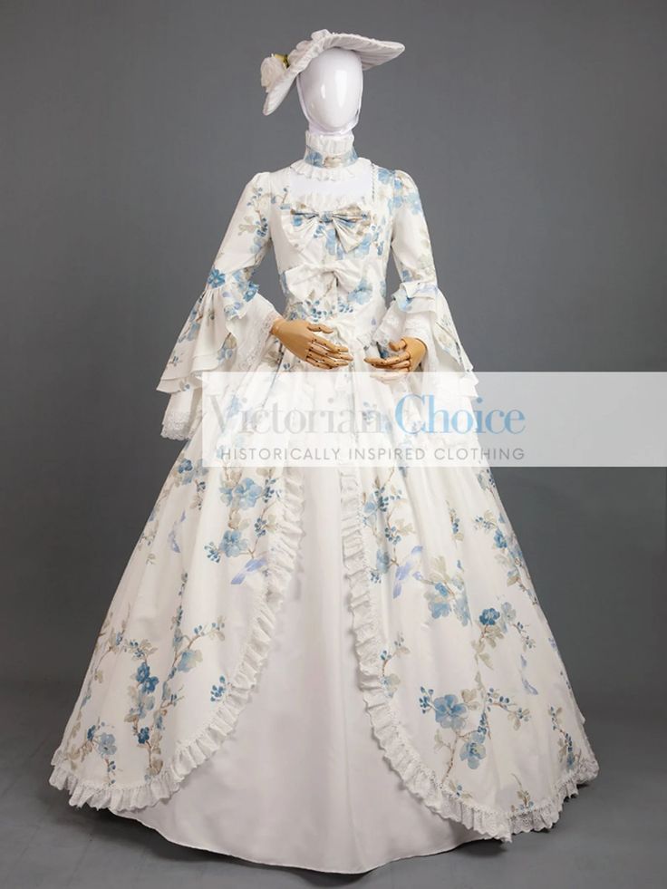 Georgian Style Bridgerton Dress Renaissance Lady Floral - Etsy Fancy Ball Gowns, Ball Gown Floral, Queen Gown, Marie Antoinette Dresses, Colonial Dress, Gown Floral, Princess Halloween Costume, Historical Clothes, Victorian Dresses