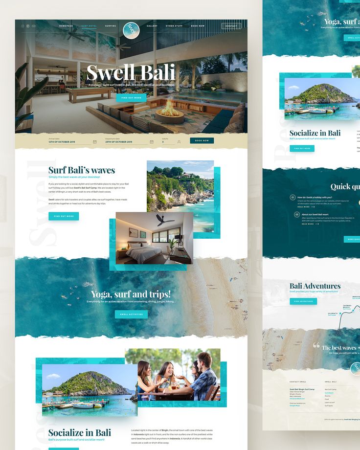 the website is designed to look like an ocean resort