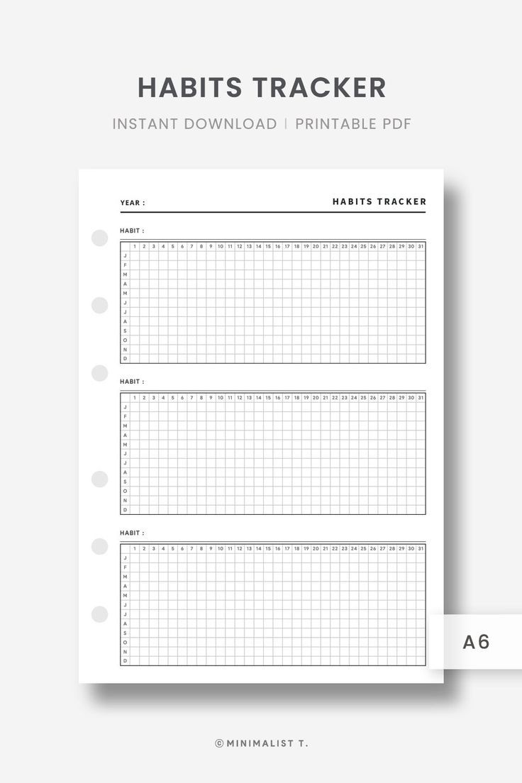 A6 Inserts, Habits Tracker Printable Exam Planner, Student Planner Printable, Annual Planner, Planner Writing, Habit Tracker Printable, Time Tracker, Bullet Planner, Goal Tracker, Journal Template