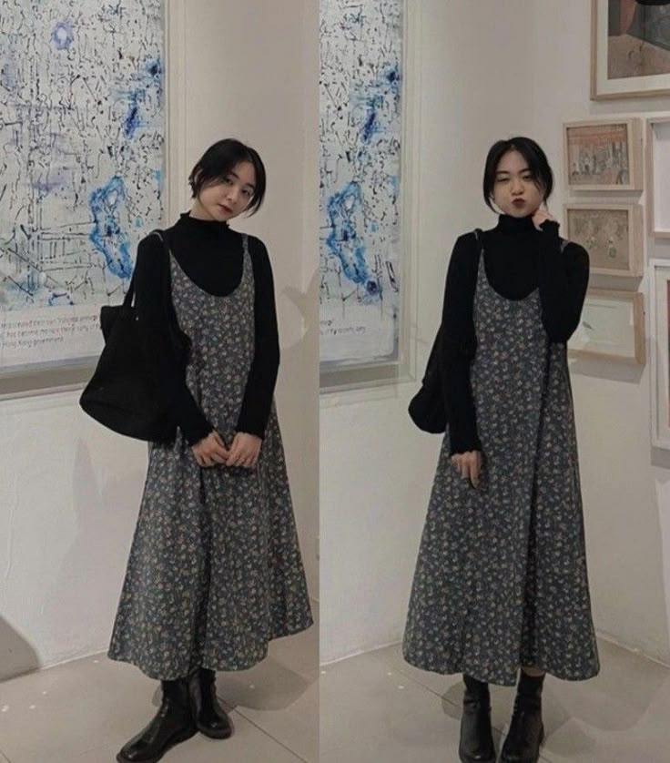 Korean Modest Dress, Grunge Outfits Dresses, Female Grunge, Modest Girly Outfits, Japan Outfits, Simple Style Outfits, Modesty Outfits, Modest Fashion Hijab, Long Skirt Outfits