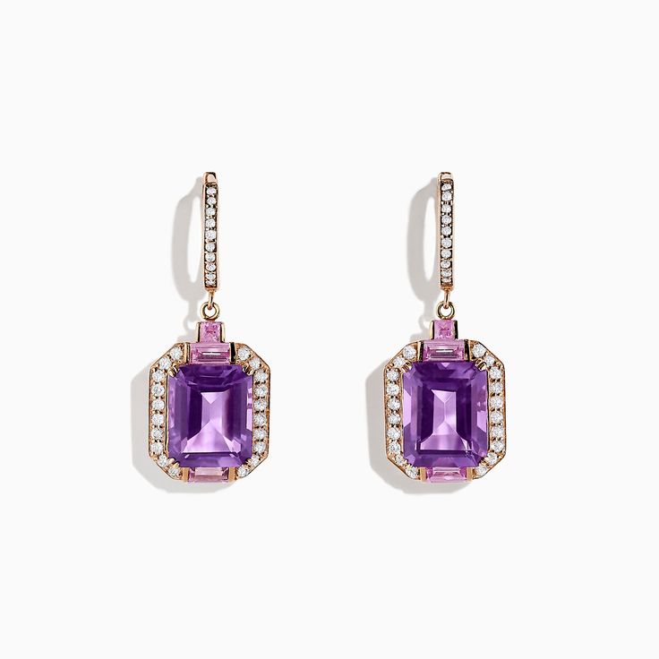 Effy 14K Rose Gold Amethyst, Pink Tourmaline and Diamond Earrings, 7.04 TCW Ruby And Diamond Necklace, Sapphire And Diamond Earrings, Compass Pendant, Morganite Diamond, Gem Diamonds, Multi Sapphire, Link Earrings, Diamond Shop, Women Diamond