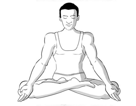 a man sitting in the middle of a yoga pose