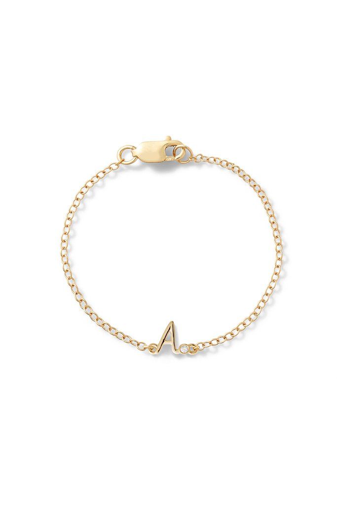 Letter Baby Bracelet Classic Adjustable Initials Bracelet, Classic Adjustable Bracelet With Initials, Classic Personalized Bracelets For Promise, Personalized Adjustable White Gold Bracelet, Adjustable Personalized White Gold Bracelet, Minimalist Monogram Bracelet For Everyday, Classic 14k Gold Hypoallergenic Name Bracelet, Classic Hypoallergenic 14k Gold Name Bracelet, Classic Bracelets With Initials