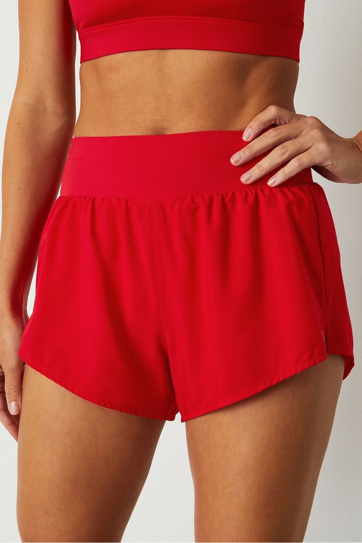 Sun Chaser 3" Short Fabletics red female Activewear >> Womens >> Bottoms >> Shorts regular Running/Training Hidden Pockets Red Summer Training Activewear, Red Summer Activewear For Training, Red Stretch Activewear For Summer, Red Relaxed Fit Activewear For Athleisure, Red Relaxed Fit Athleisure Activewear, Red Stretch Athletic Shorts With Moisture-wicking, Red Summer Activewear For Running, Red Summer Running Activewear, Red Activewear For Summer Running