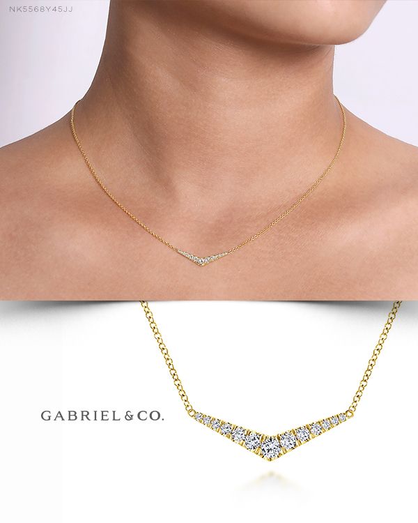 14K Yellow Gold Fashion Necklace NK5568Y45JJ #GabrielNY #DiamondJewelry #FineJewelry #GabrielAndCo#UniqueJewelry#FineJewelry#FashionJewelry#UniqueJewelry#GiftIdeas#UniqueGifts  #DiamondJewelry #Jewelry #Necklaces #DiamondNecklace #GoldNecklace#YellowGoldFashioNecklace Gold Curve Necklace, Edge Necklace, Diamond Bar Necklace, Gold Jewellry, Diamond Jewelry Designs, Gold Fashion Necklace, Rose Ring, Diamond Bar, Enamels