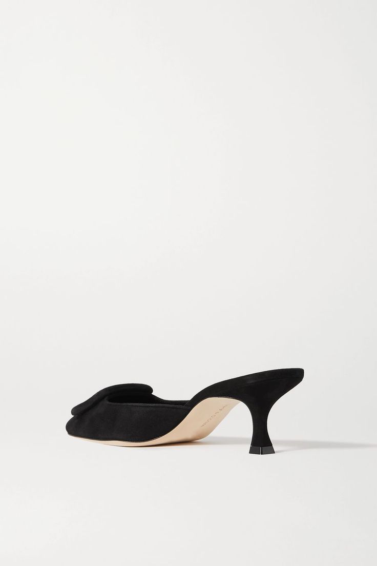 Black Maysale buckled suede mules | Manolo Blahnik | NET-A-PORTER Blue Shoes Women, Manolo Blahnik Mules, Manolo Blahnik Maysale, Manolo Blahnik Blue, Shoes 2021, Manolo Blahnik Shoes, Suede Mules, Runway Collection, Womens Clogs