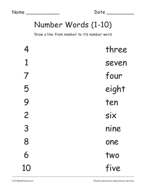 a printable worksheet with numbers and words to help students learn how to read them