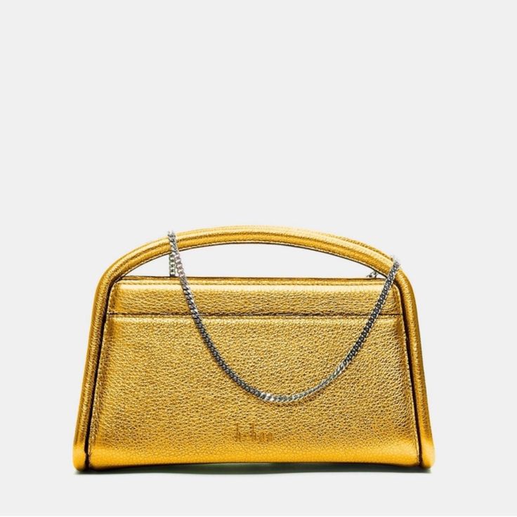 Never Worn. Comes With Dust Bag. Classic Gold Flap Bag For Evening, Elegant Handheld Flap Bag With Dust Bag, Luxury Gold Baguette Bag With Detachable Strap, Chic Gold Satchel Shoulder Bag, Gold Crossbody Baguette Bag For Evening, Luxury Gold Baguette Bag With Detachable Handle, Chic Gold Baguette Bag For Party, Designer Gold Satchel For Formal Occasions, Modern Gold Baguette Shoulder Bag