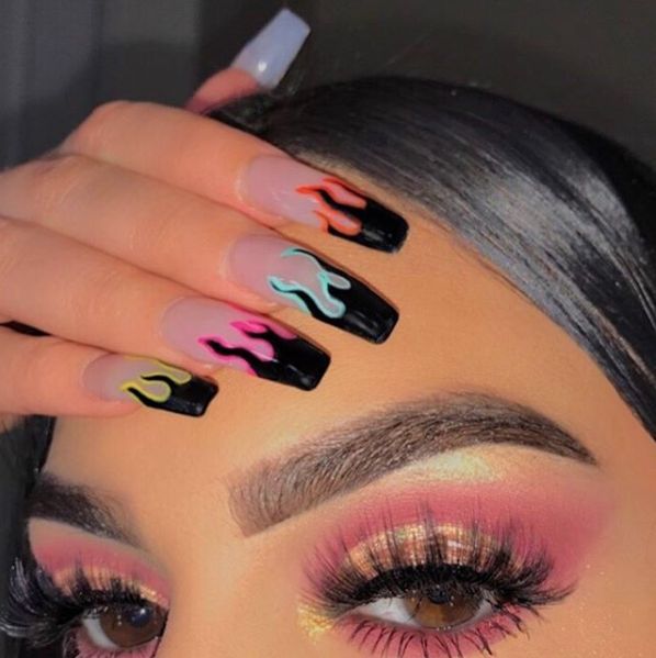 Art Eyelashes, Drip Nails, Edgy Nails, Grunge Nails, Glow Nails, Embellished Neckline, Long Acrylic Nails Coffin, Makijaż Smokey Eye, Nails Makeup