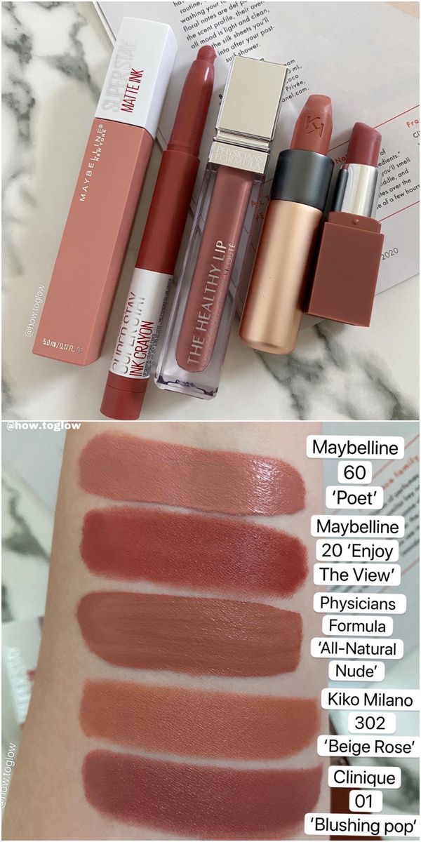 Every Day Lipstick, Best Maybelline Products, Lipstick Nude Colors, Maybelline Nude Lipstick Shades, Maybelline Lipstick Swatches, Maybelline Lipstick Shades, Best Nude Lipstick, Pretty Lipstick Colors, Makeup Products Aesthetic