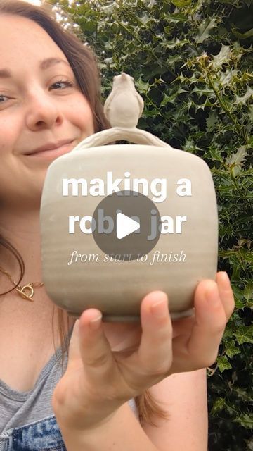 Rosie | Heath and Sea | Handmade Pottery on Instagram: "How to throw a lidded jar on the wheel - with a robin on top!  I've been slowing down in the studio and focusing more on one-off, special pieces.  This one is a gift for my uncle robin, featuring his namesake bird in place of a more traditional handle.  . . #wheelthrowing #wheelthrown #potteryvideos #potteryvideo #ceramicsvideos #ceramicsvideo #handmadepottery #handmadeceramics #makingpottery #potterywheel" Advanced Wheel Throwing, Wheel Throwing Ideas, Pottery Wheel Ideas, Ceramic Throwing, Lidded Jars Pottery, Ceramic Birds Sculpture, Pottery Jugs, Pottery Jars, Pottery Lessons