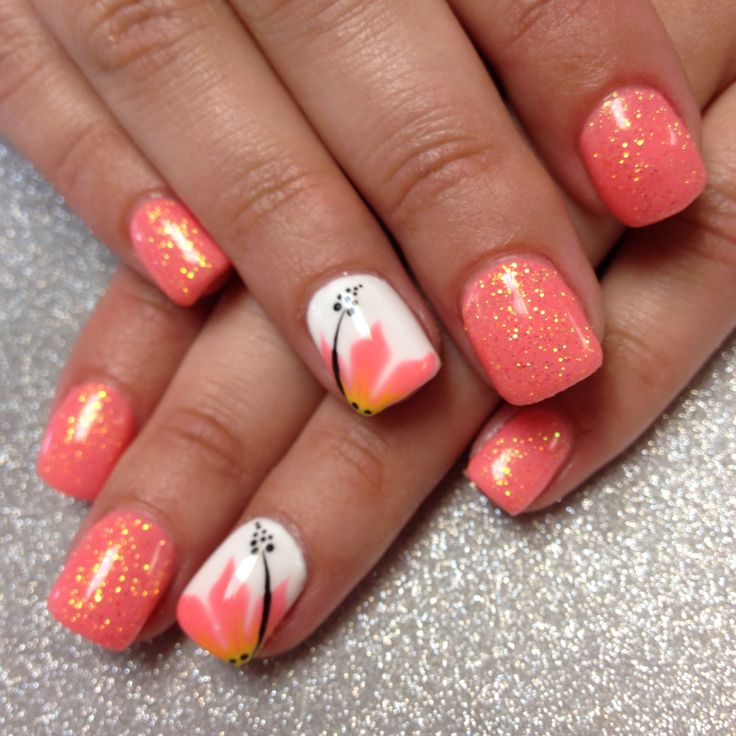 Uñas Color Coral, Coral Nail Art, Coral Nails With Design, Hawaiian Nails, Beach Nail Designs, Tropical Nails, Coral Nails, Light Elegance, French Manicure Nails