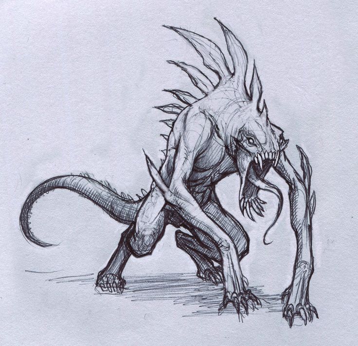 a drawing of a creature with sharp claws