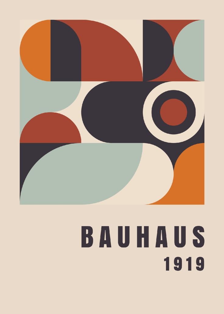 the bauhaus poster is shown with an abstract design