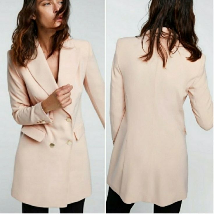 Brand New With Tags!! Zara Double Breasted Frock Coat. Lined. Gold Buttons. Padded Shoulders. Buttons Have Some Light Scratches. Color: Light Pink See Pics For Measurements. Bag #B3 Pink Outerwear With Lapel Collar And Double-breasted Fastening, Pink Notch Lapel Outerwear With Buttons, Pink Fall Blazer For Office Wear, Pink Double-breasted Blazer With Lapel Collar, Pink Double-breasted Long Sleeve Blazer, Pink Fall Office Wear Blazer, Feminine Pink Outerwear With Button Closure, Pink Blazer For Office Wear In Fall, Pink Double-breasted Outerwear For Fall