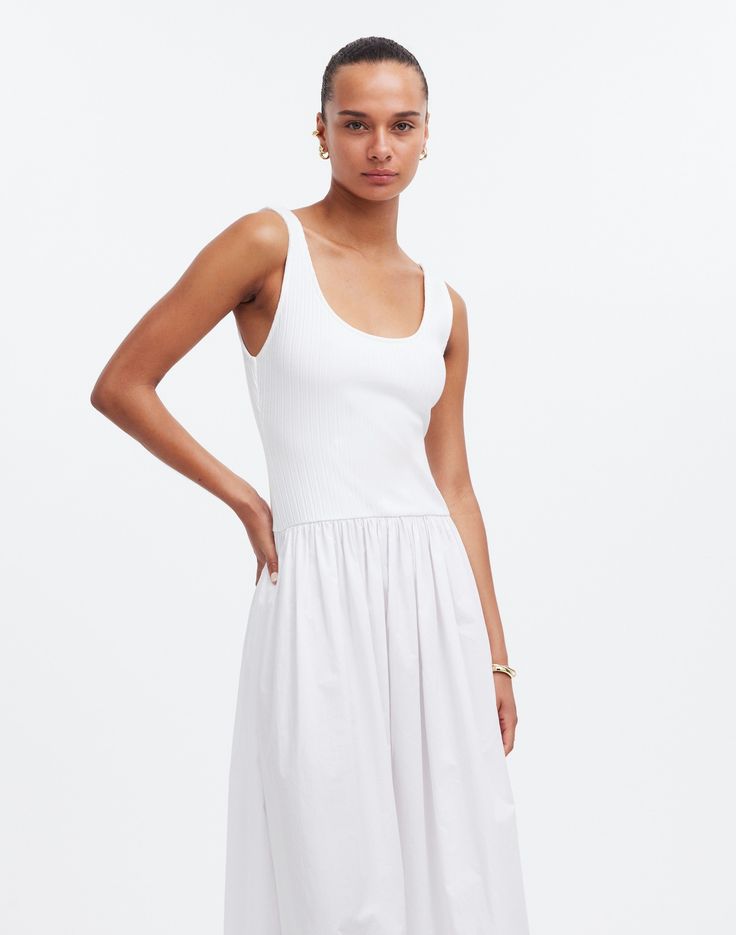 Drop-Waist Tank Midi Dress Relaxed Fit Midi Dress For Summer Daytime, Summer Midi Dress With Relaxed Fit For Daytime, Unlined Midi Dress For Summer, Casual Relaxed Fit Midi Dress For Daytime, Chic Spring Maxi Dress With Scoop Neck, Unlined Midi Dress For Spring Day Out, Spring Chic Scoop Neck Maxi Dress, Summer Cotton Midi Dress Unlined, Spring Unlined Midi Dress For Day Out