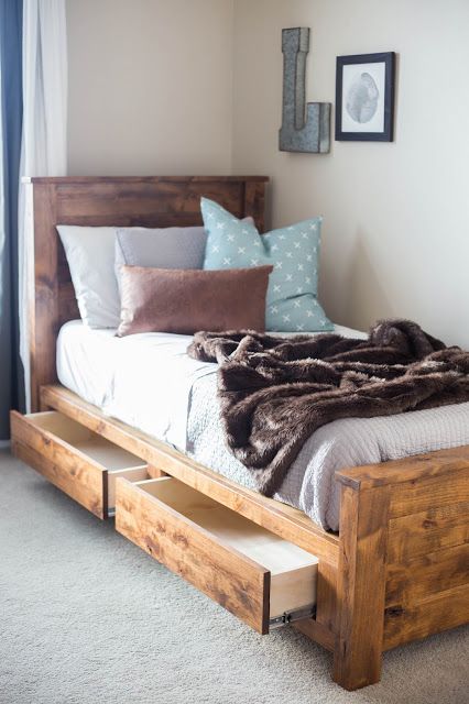 the diy twin storage bed is made out of wood