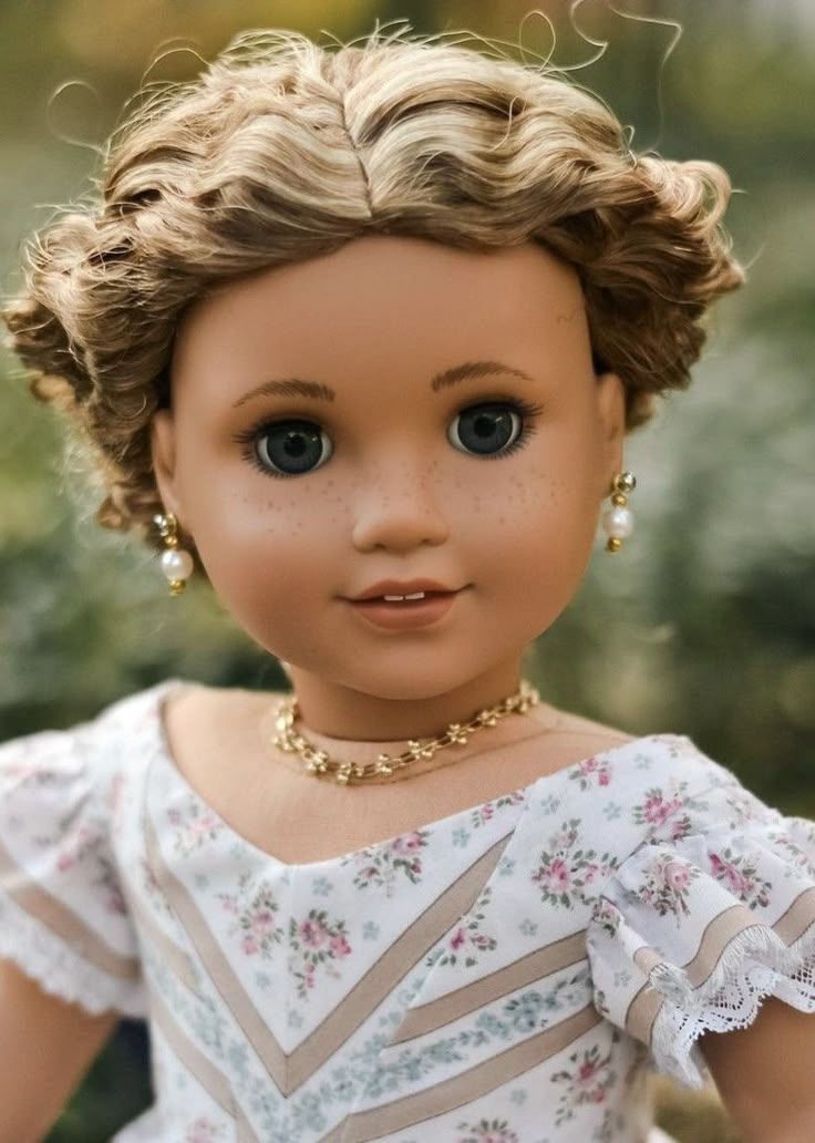 a close up of a doll wearing a dress