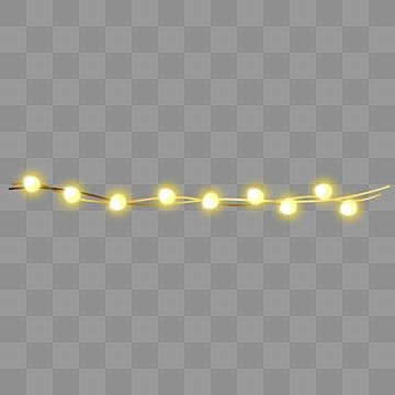 a string of lights on a gray background, with yellow light bulbs in the middle