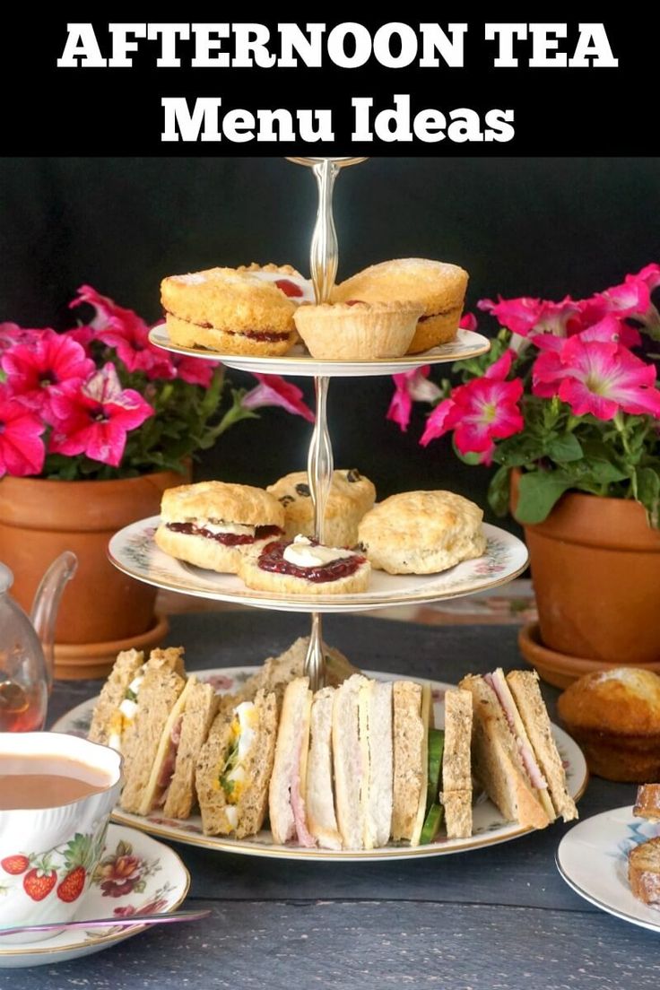 afternoon tea menu with sandwiches and muffins