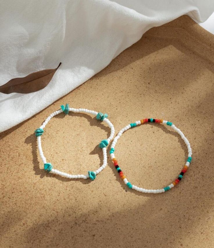 2pcs Vintage Western Style Turquoise Beaded Anklet Bracelet Jewelry Accessories Punchy Bracelets, Western Anklets, Western Beaded Bracelets, Western Beaded Jewelry, Bracelets Western, Ankle Braclets, Vintage Western Style, Beaded Anklet, Bracelets Design