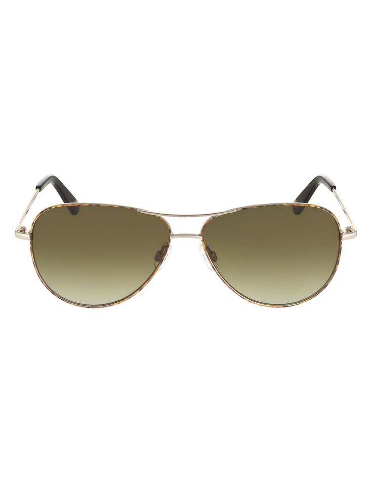 Anne Klein Gold Petite Aviator Sunglasses Gold Aviator Sunglasses, Green Gradient, Aviator Sunglasses, Front Design, Hard Case, Gold Frame, Wrap Around, Tortoise, Lenses