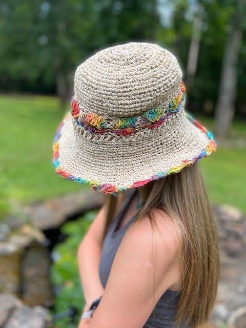 Hemp Crochet Sun Hat - Rainbow Our 100% handmade crocheted sun hats are made from pure hemp yarn from Nepal. Perfect for summer...at the beach, pool, festival or just hanging around. They come in one size which fits most! As with many 100% hemp products they maybe slightly stiff, but soften and stretch over time. Features: 100% Hemp hat and handmade in Nepal It has wire in the rim means you can shape the hat however you desire and flat pack it for easy storage or travel. One size which fit most Casual Crochet Trim Hat For Summer, Casual Crochet Hat With Crochet Trim For Summer, Casual Summer Crochet Hat With Crochet Trim, Casual Crochet Hat With Crochet Trim For Vacation, Bohemian Adjustable Crochet Hat For Warm Weather, Adjustable Bohemian Crochet Hat, Adjustable Bohemian Crochet Hat For Warm Weather, Adjustable Woven Crochet Hat For Festivals, Spring Bohemian Crochet Hat