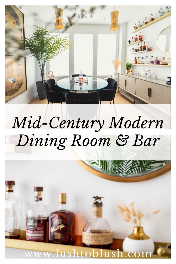 My midcentury modern dining room and bar area are finally ready and I'm happy to say the last common area in my home is finally presentable!  midcentury modern dining room, midcentury modern bar area, chic home decor, luxury home decor, masculine feminine home decor Mid Century Modern Dining Room Wall Art, Mid Century Modern Centerpiece, Home Decor Masculine, Mid Century Modern Cafe, Modern Bar Area, Dining Table Place Settings, Glam Dining Table, Midcentury Modern Dining Room, Feminine Home Decor