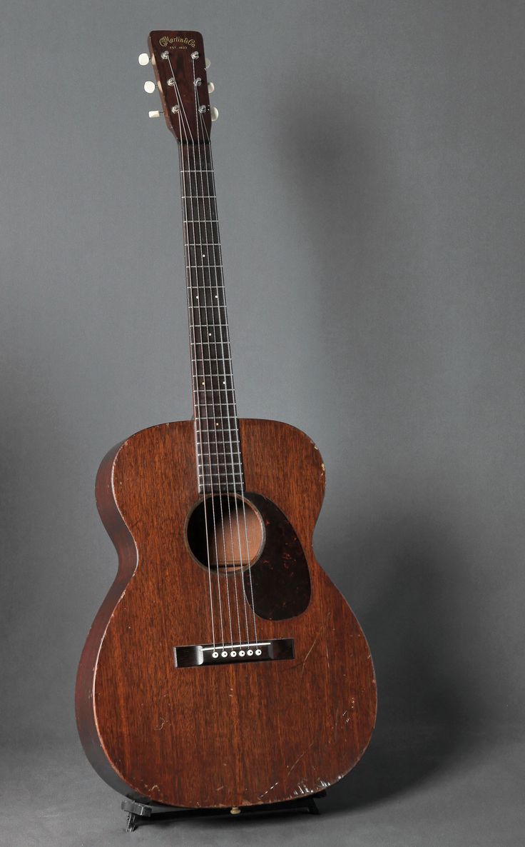 an acoustic guitar is shown on a gray background